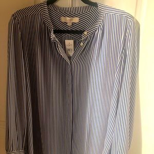 Loft - Striped navy blue and white blouse